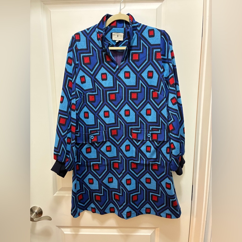 Tuckernuck Blue and Red Geometric Pattern Mini Dress